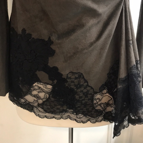 Josie Natori suede wrap top olive green size 6 - Picture 6 of 6